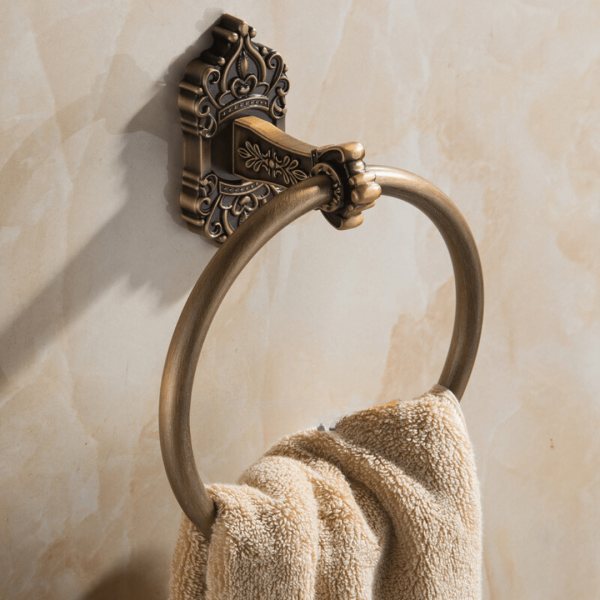 Vintage Brass Bathroom Towel Holder - Elegant Solid Aluminum Towel Ring for Stylish Bathroom Decor - Image 2