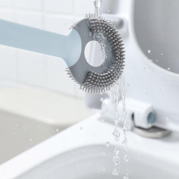 Lollipop Silicone Toilet Brush – Flexible TPR Brush Head, Wall-Mounted, Space-Saving Bathroom Cleaner - Image 2