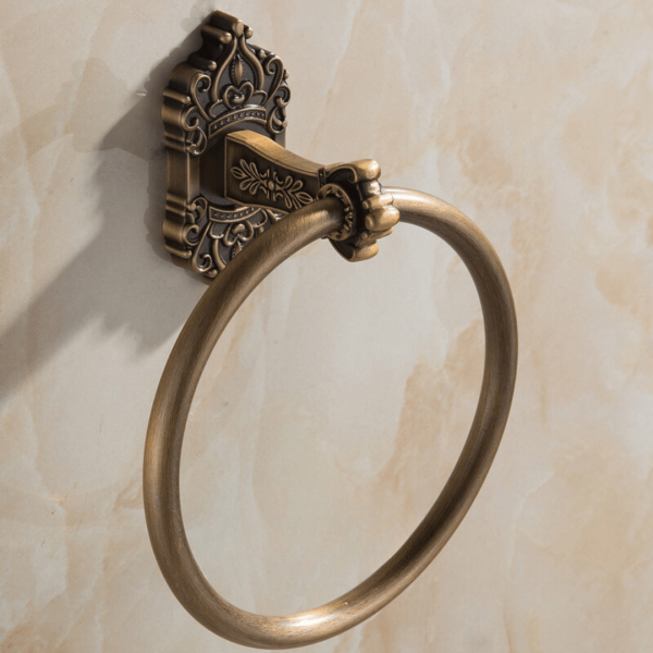 Vintage Brass Bathroom Towel Holder - Elegant Solid Aluminum Towel Ring for Stylish Bathroom Decor - Image 3
