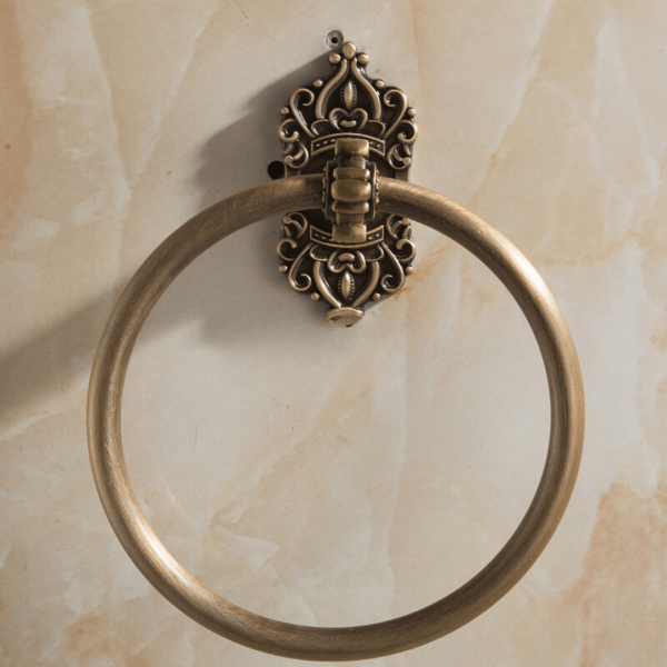 Vintage Brass Bathroom Towel Holder - Elegant Solid Aluminum Towel Ring for Stylish Bathroom Decor - Image 4