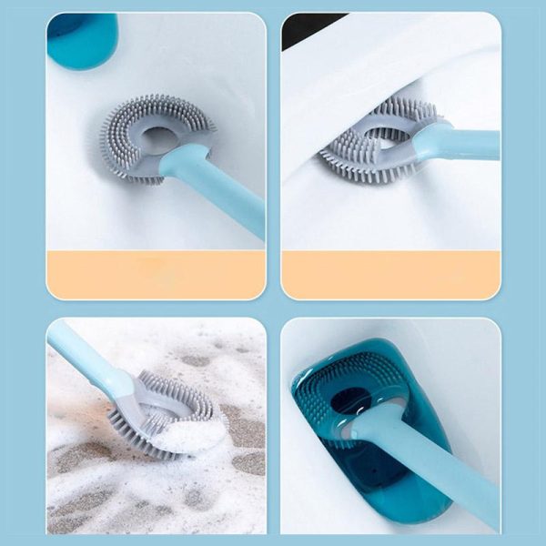 Lollipop Silicone Toilet Brush – Flexible TPR Brush Head, Wall-Mounted, Space-Saving Bathroom Cleaner - Image 4