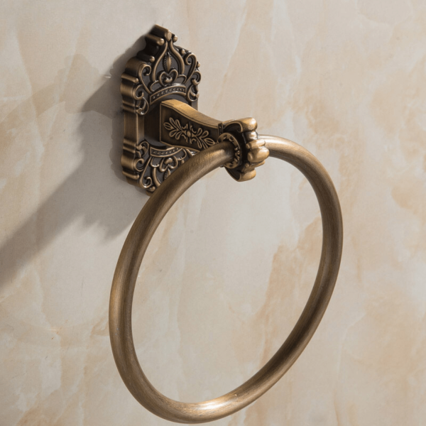 Vintage Brass Bathroom Towel Holder - Elegant Solid Aluminum Towel Ring for Stylish Bathroom Decor - Image 5