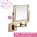 Antique Gold Magnifying LED Makeup Mirror - Adjustable Wall-Mounted Vanity Mirror with 1X/3X Magnification & Rechargeable Battery