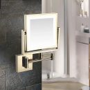 Antique Gold Magnifying LED Makeup Mirror - Adjustable Wall-Mounted Vanity Mirror with 1X/3X Magnification & Rechargeable Battery