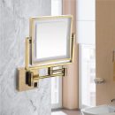 Antique Gold Magnifying LED Makeup Mirror - Adjustable Wall-Mounted Vanity Mirror with 1X/3X Magnification & Rechargeable Battery