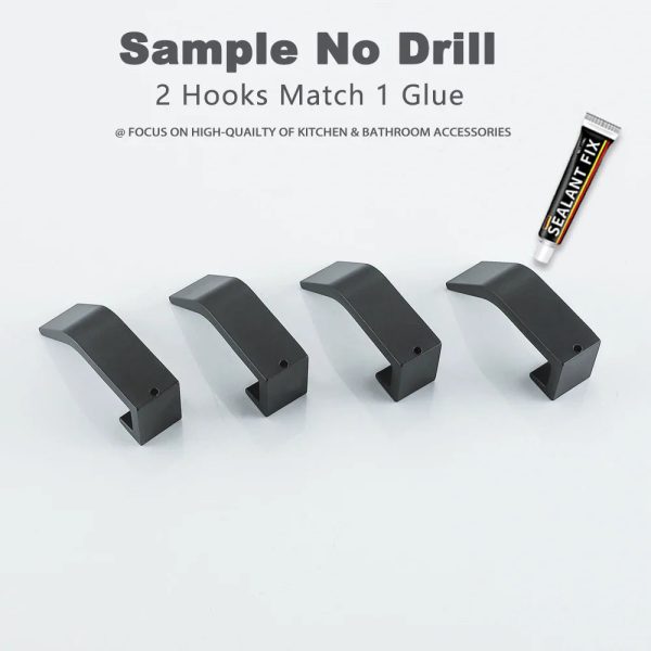 Modern Aluminum Wall Hook with Adhesive – Durable and Stylish for Bathroom & Living Room (3 x 1.2 inches) - Image 2