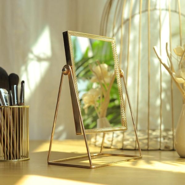 Golden Makeup Mirror – Premium Stainless Steel Vanity Mirror with Optical Clarity for Flawless Makeup - Image 4