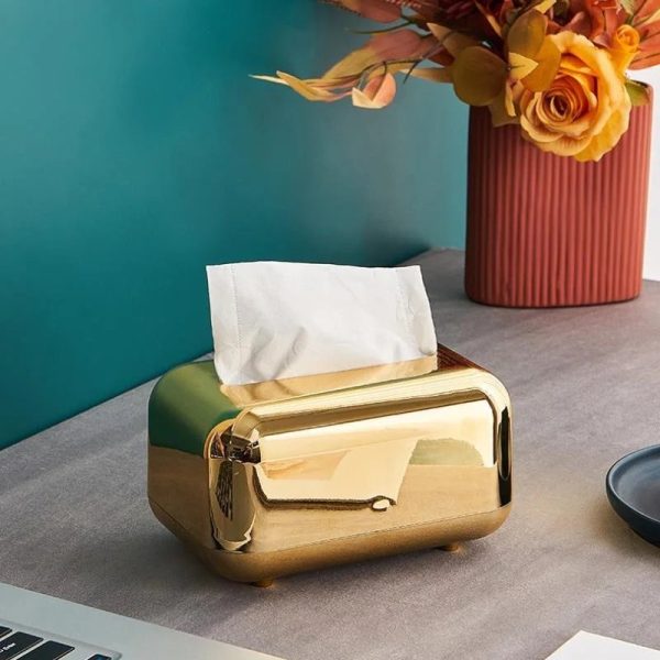 Amandi Luxury Gold & Silver Tissue Holder – Elegant, Durable Organizer for Contemporary Spaces - Image 2