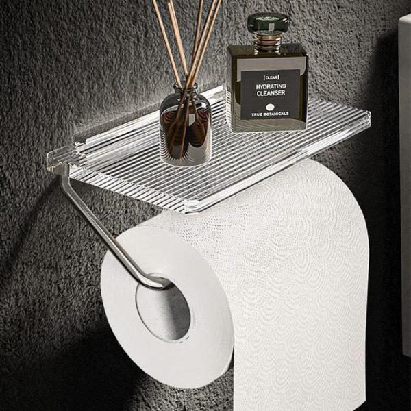 Acrylic Wall-Mounted Toilet Paper Holder – Gold or Silver Accents - Image 3