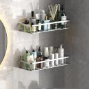 No-Drill Bathroom Shelves – Convenient Aluminum Storage for Organized Spaces