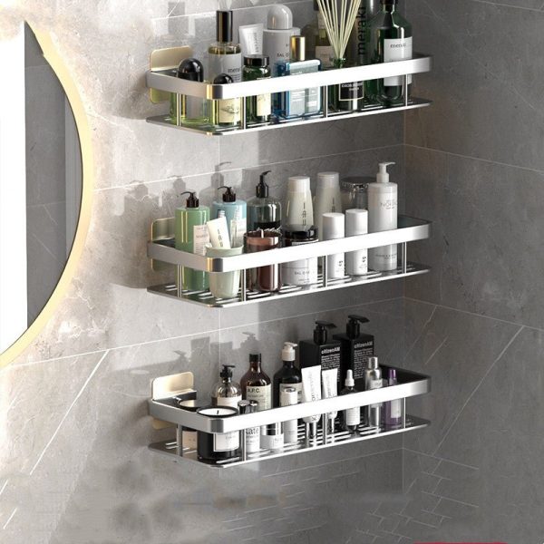 No-Drill Bathroom Shelves – Convenient Aluminum Storage for Organized Spaces - Image 12