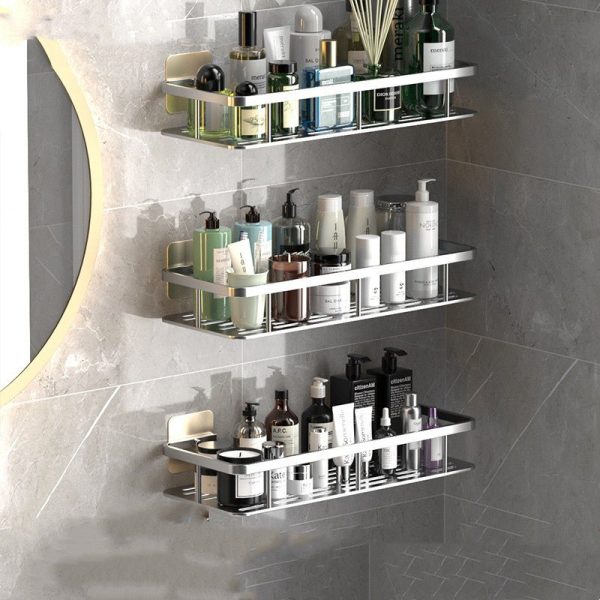 No-Drill Bathroom Shelves – Convenient Aluminum Storage for Organized Spaces - Image 9