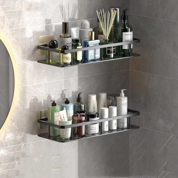 No-Drill Bathroom Shelves – Convenient Aluminum Storage for Organized Spaces - Image 2