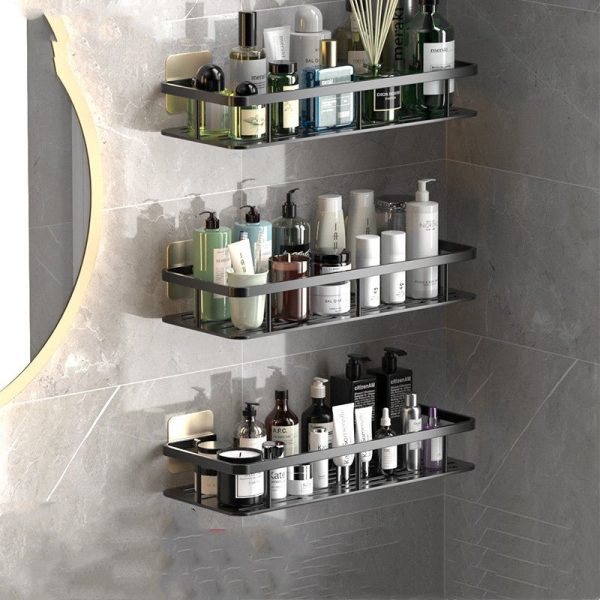 No-Drill Bathroom Shelves – Convenient Aluminum Storage for Organized Spaces - Image 3