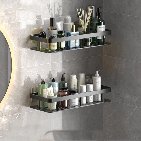 No-Drill Bathroom Shelves – Convenient Aluminum Storage for Organized Spaces - Image 5