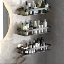 No-Drill Bathroom Shelves – Convenient Aluminum Storage for Organized Spaces