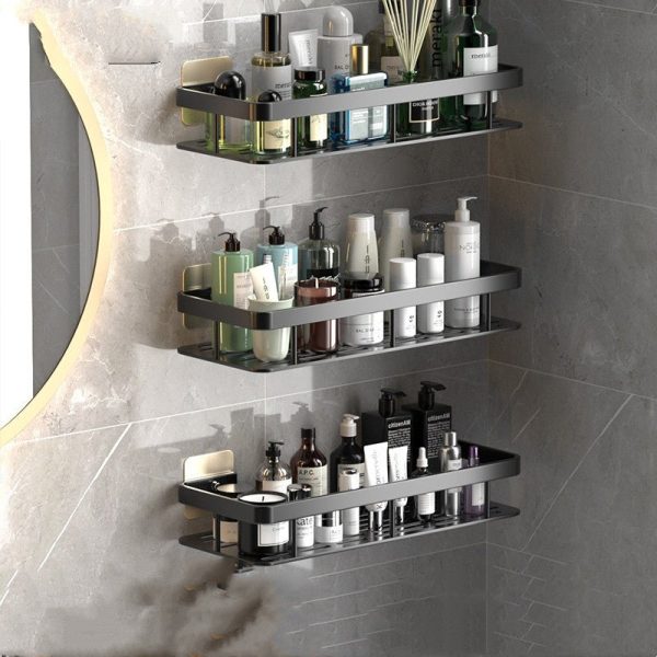 No-Drill Bathroom Shelves – Convenient Aluminum Storage for Organized Spaces - Image 6