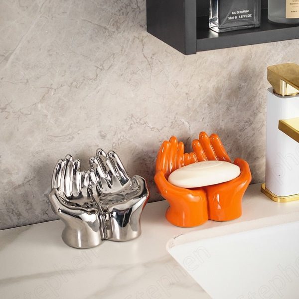 Ceramic Cartoon Palm Soap Holder - Nordic Design, Decorative with Drain Feature - Image 10