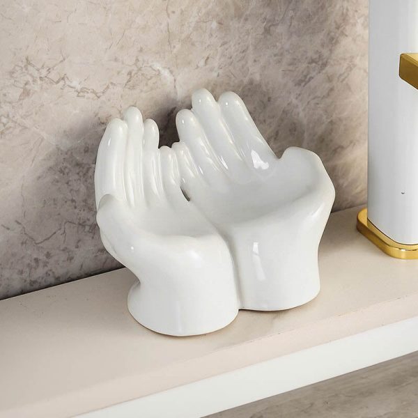 Ceramic Cartoon Palm Soap Holder - Nordic Design, Decorative with Drain Feature - Image 8