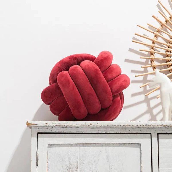 Decorative Knotted Suede Effect Ball Pillow – Soft Knot Cushion for Home Decor - Image 27