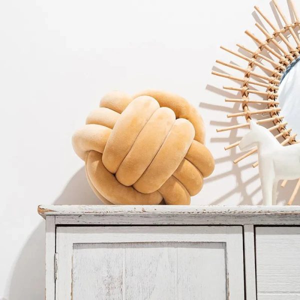 Decorative Knotted Suede Effect Ball Pillow – Soft Knot Cushion for Home Decor - Image 6