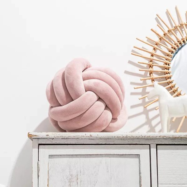 Decorative Knotted Suede Effect Ball Pillow – Soft Knot Cushion for Home Decor - Image 21