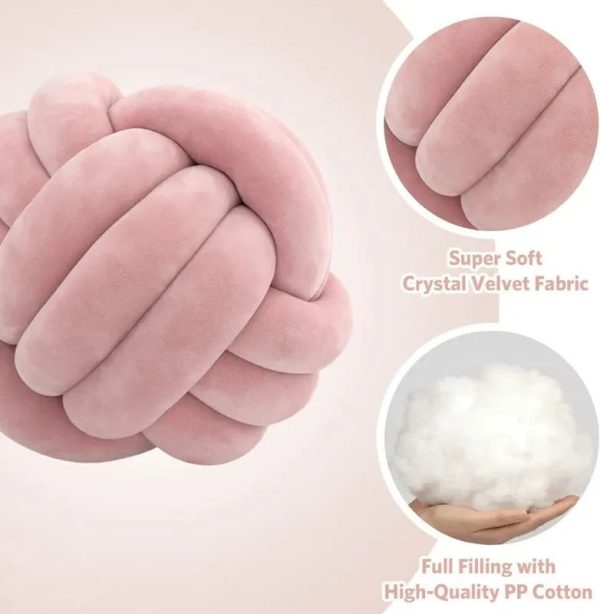 Decorative Knotted Suede Effect Ball Pillow – Soft Knot Cushion for Home Decor - Image 3