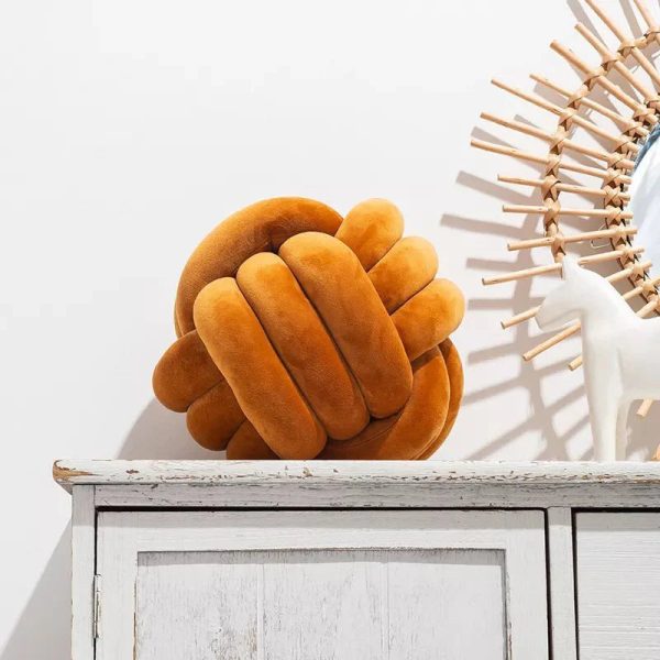 Decorative Knotted Suede Effect Ball Pillow – Soft Knot Cushion for Home Decor - Image 7
