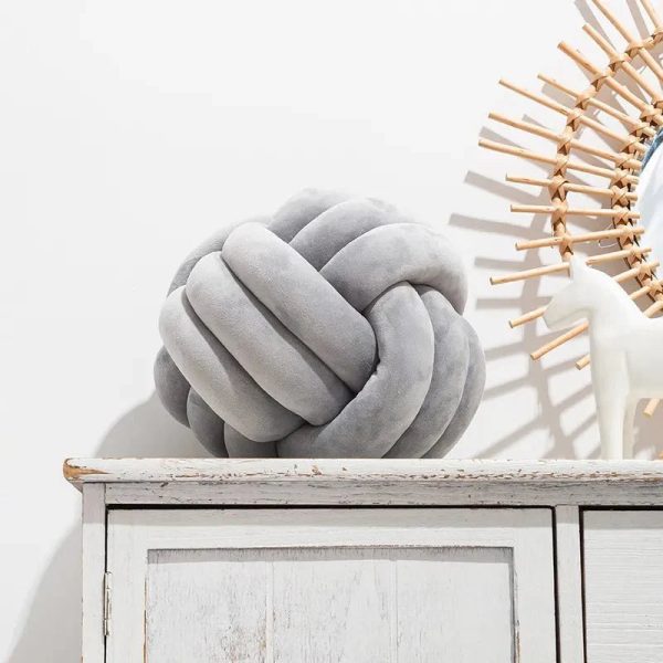 Decorative Knotted Suede Effect Ball Pillow – Soft Knot Cushion for Home Decor - Image 13