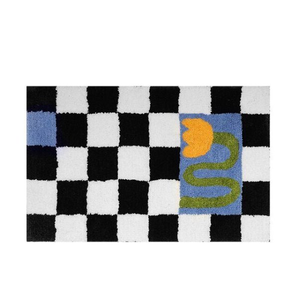 Fluffy Checkerboard Bathmat – Anti-Slip Luxury Rug for Bathroom or Hallway - Image 14