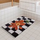 Fluffy Checkerboard Bathmat – Anti-Slip Luxury Rug for Bathroom or Hallway
