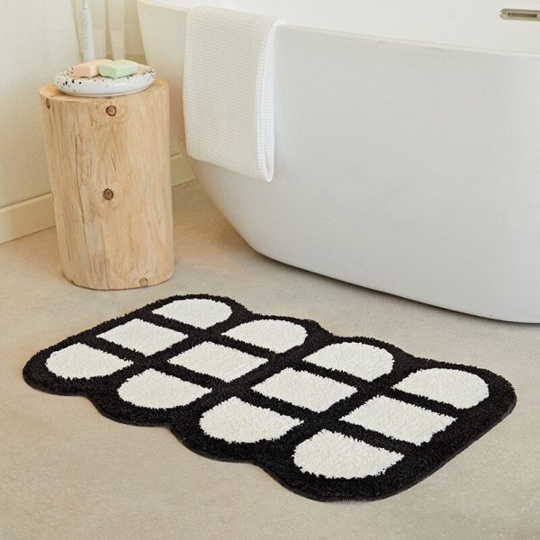 Fluffy Checkerboard Bathmat – Anti-Slip Luxury Rug for Bathroom or Hallway - Image 10