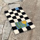 Fluffy Checkerboard Bathmat – Anti-Slip Luxury Rug for Bathroom or Hallway