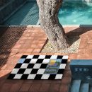 Fluffy Checkerboard Bathmat – Anti-Slip Luxury Rug for Bathroom or Hallway