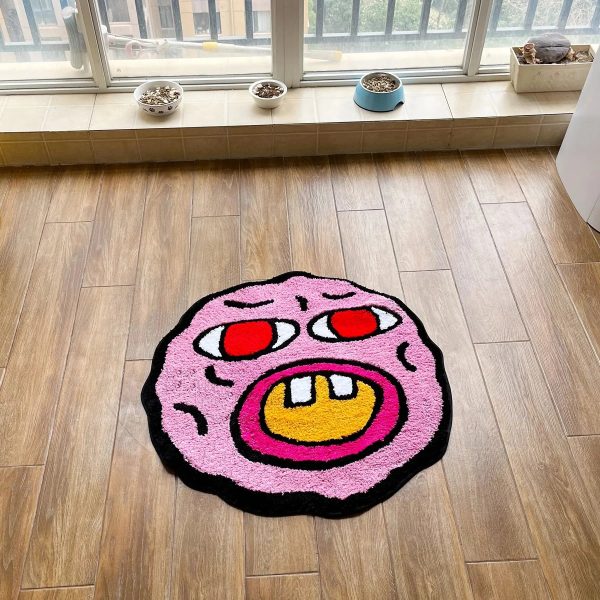 Quirky Cherry Bomb Pink Tufted Rug – Kawaii Cartoon Design, Anti-Slip, Easy-Care, 100% Polyester - Image 2