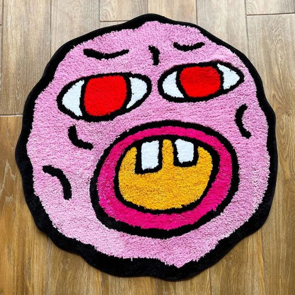 Quirky Cherry Bomb Pink Tufted Rug – Kawaii Cartoon Design, Anti-Slip, Easy-Care, 100% Polyester - Image 4