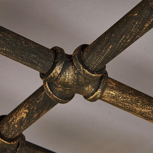 Rustic Industrial Semi Flush Ceiling Light – Steampunk Pipe Fixture with Cage Shade - Image 6