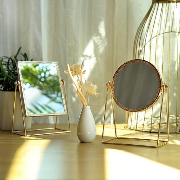 Golden Makeup Mirror – Premium Stainless Steel Vanity Mirror with Optical Clarity for Flawless Makeup - Image 3